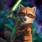 Wielding The Force Furry Racoon Painting
