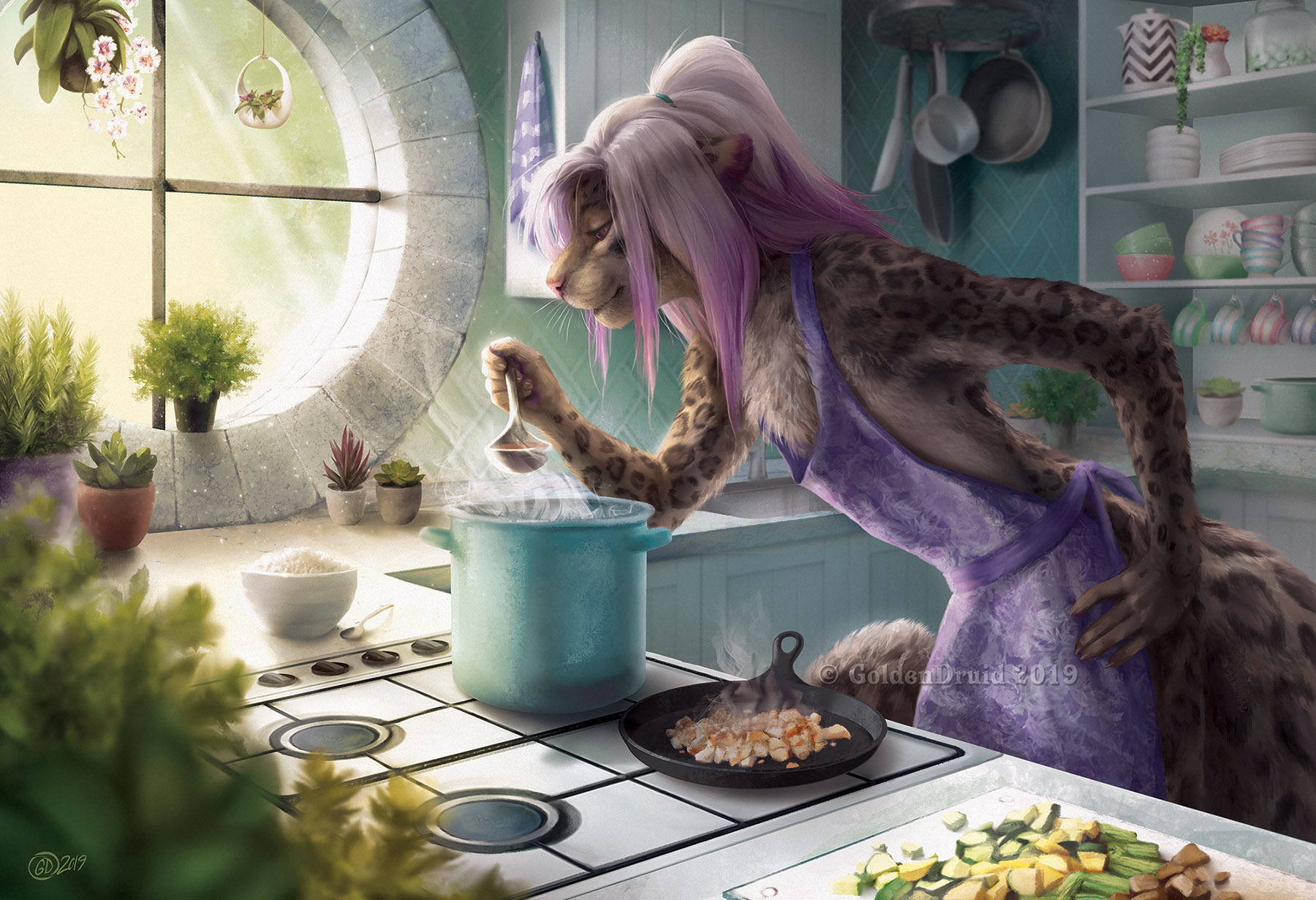 reyathae cooking afternoon meal by goldendruid