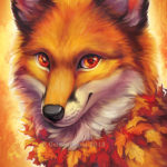 Saphalerite Soul Fall Leaves Fox Portrait Painting