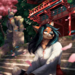 Shrine Maiden Furry Fox Painting