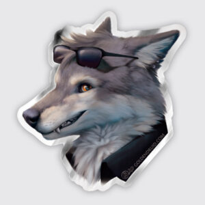 cool wolf sticker metalic