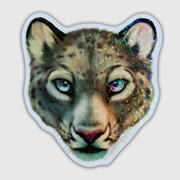 Snowleopard glitter blizzard sticker