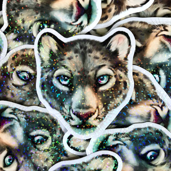 Snowleopard glitter blizzard sticker