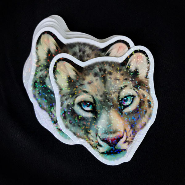 Snowleopard glitter blizzard sticker