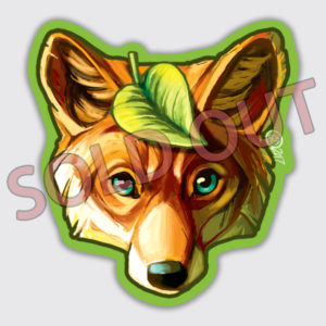 fox face sticker with leaf sold out