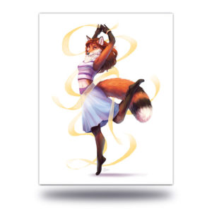 Ribbon Dancer Print furry fox girl art