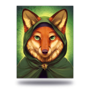 Green Mage Print Fantasy Furry Fox Portrait Painting