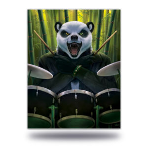 Jungle Drums Print panda grizzly bear furry drummer painting art
