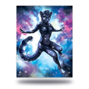 Made of Stars Print Furry Galaxy Panther Girl Art