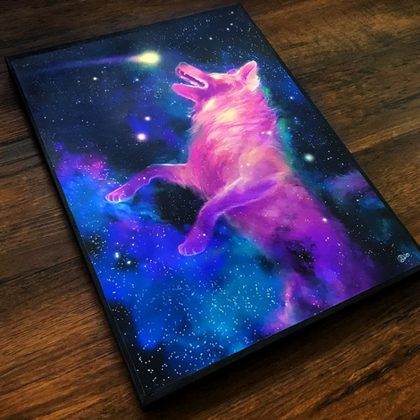 Cosmic Catch Galaxy Dog Canvas Art Print