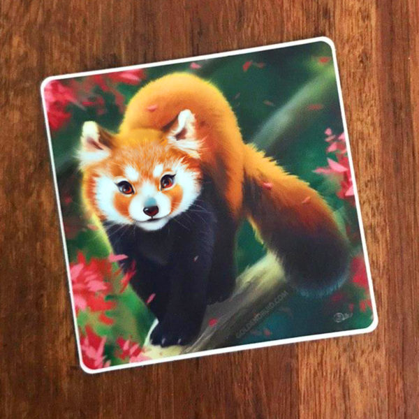 cherry red panda sticker