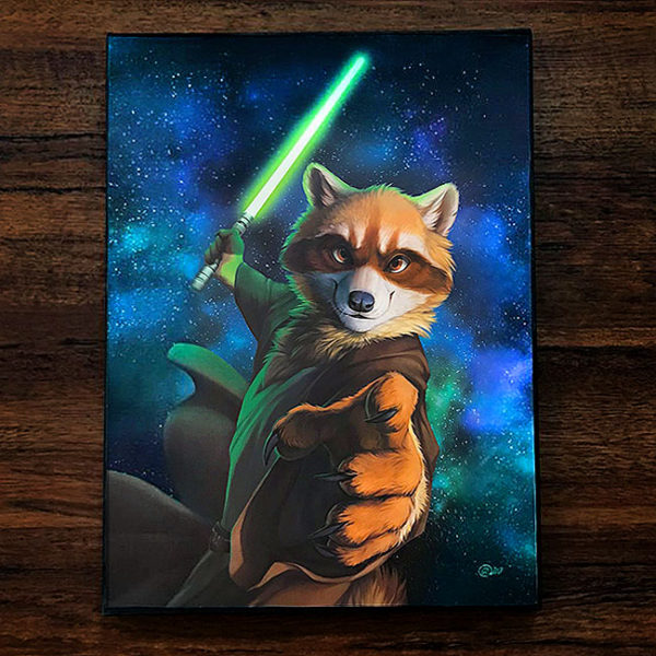 Wielding The Force Canvas Racoon Art Print