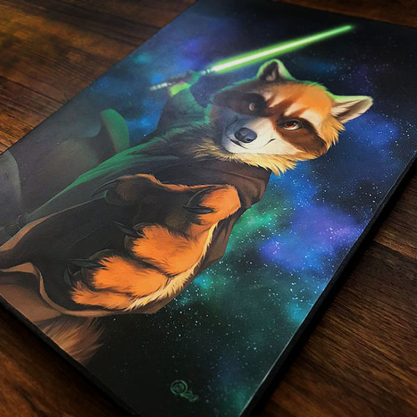 Wielding The Force Canvas Racoon Art Print