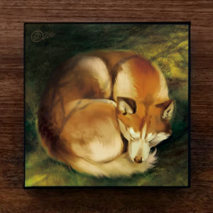 Sleeping Husky Doughnut Canvas Art Print