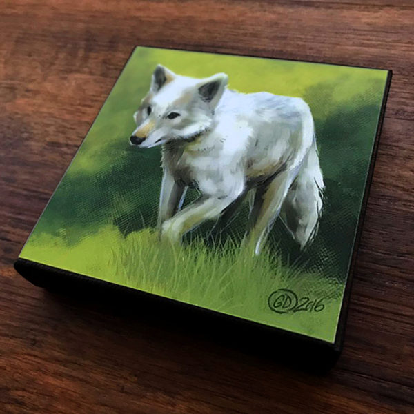 Walking White Wolf Canvas Art Print