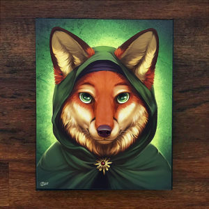Green Mage Furry Fox Canvas Art Print