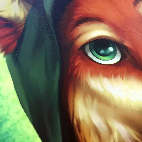 Green Mage Furry Fox Canvas Art Print