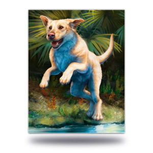 Leaping Yellow Lab Labrador Art Print