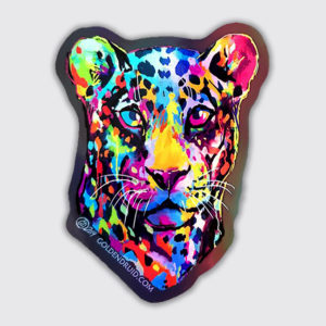colorful leopard holographic sticker