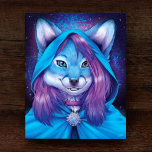 Blue Mage Furry Fox Canvas Art Print