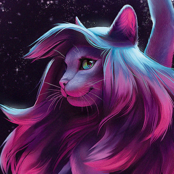 Celestial Dander Furry Cat Canvas Art Print