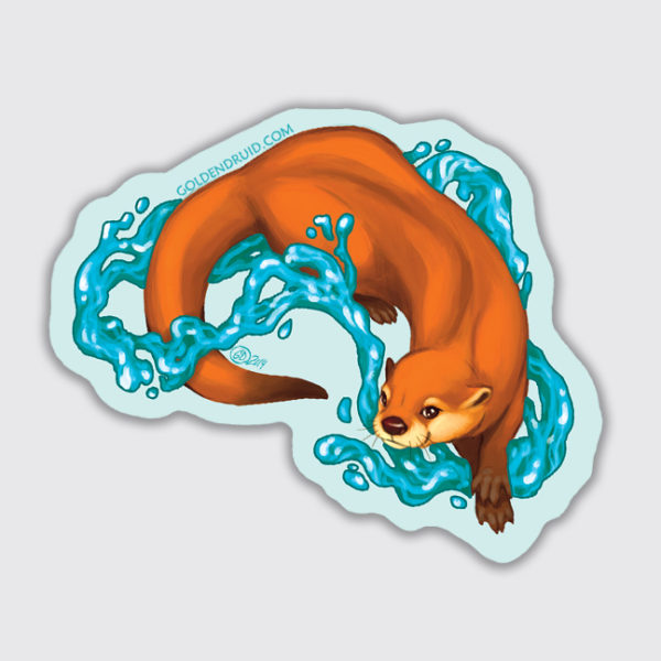 Otter Splashing in Water Sticker