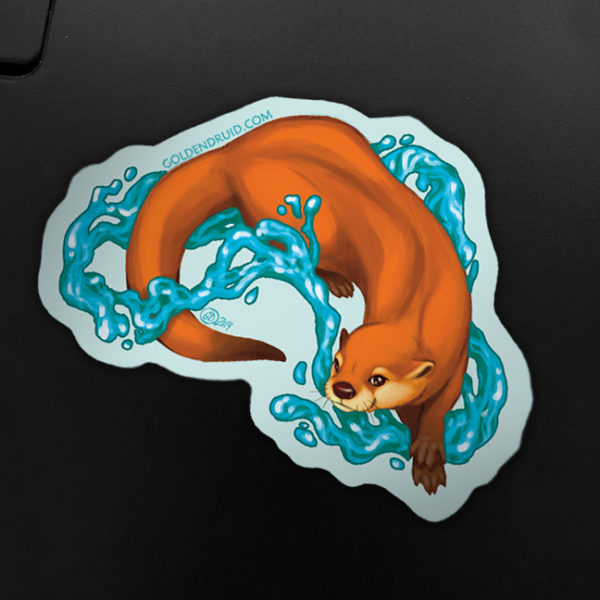 Otter Splashing in Water Sticker