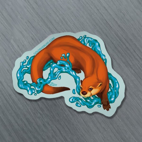 Otter Splashing in Water Sticker