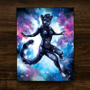 Made of Stars Celestial Black Panther Cat Space Canvas Art Print