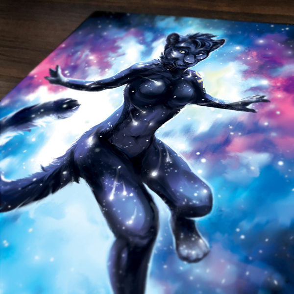 Made of Stars Celestial Black Panther Cat Space Canvas Art Print