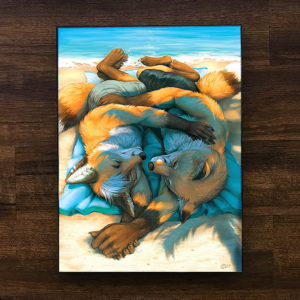 Sunwarmed Beach Furry Foxes Canvas Art Print