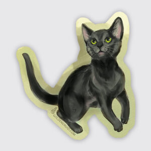 Iridescent black kitten shiny sticker