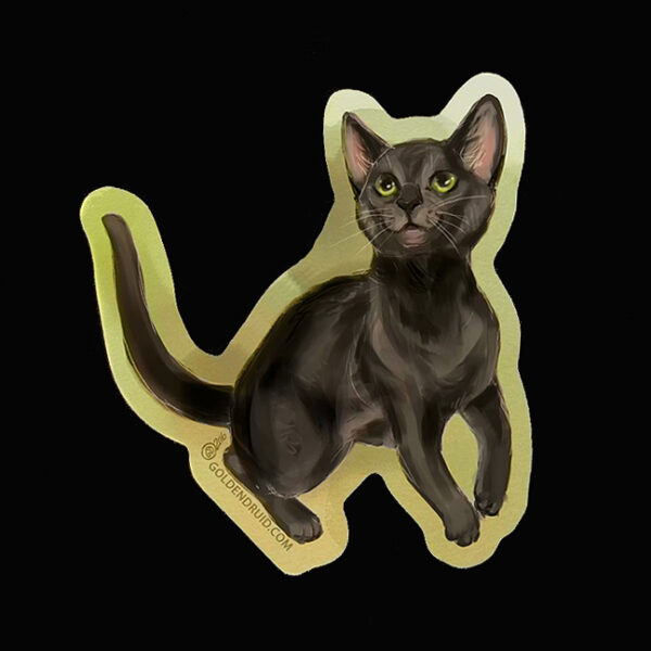 Iridescent black kitten shiny sticker