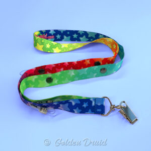 rainbow stars badge lanyard furry convention accessory colorful star design pattern with multiple clips