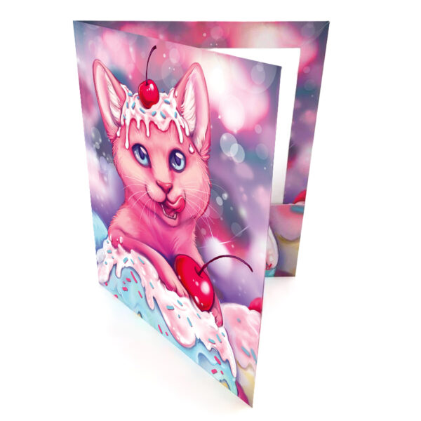 Icecream Cat Cute Kitten Dessert Art Print Document Pocket File Folder