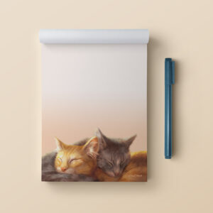 close to the heart two cute snuggling orange and silver tabby cats kitties notepad