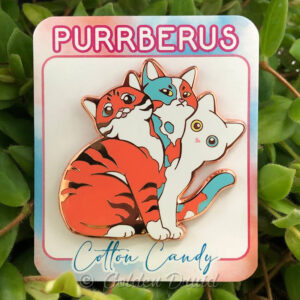 cotton candy purrberus pink tabby blue calico white cat hard enamel pin
