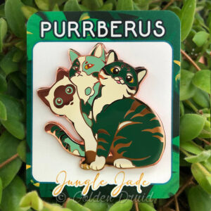 jungle jade purrberus green tabby mint calico flame point Siamese cat hard enamel pin