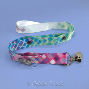 opal mosaic ultimate badge lanyard pastel pink blue green purple white pattern