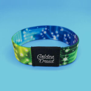stretchy fabric nfc chip wristband celestial circuitry tech green blue starts design