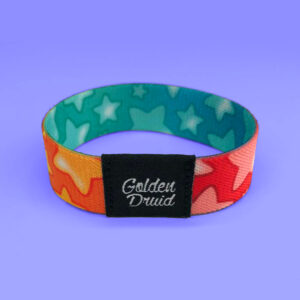 stretchy fabric nfc chip wristband rainbow orange red pink green blue starts design